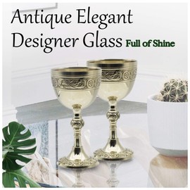 Brass Vintage Golden Chalice of King Arthur Medieval Decor Gothic Goblet 210 ml (Arthur)