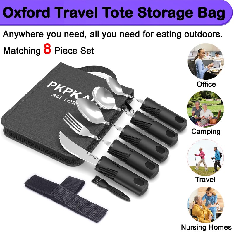 PKPKAUT Adaptive Utensils for Parkinsons Patients Elderly, Weighted Utensils for