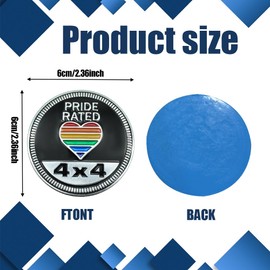 PACLVIIO Pride Rated Car Emblem, 4 x 4 3D Metal Car Badge Decals Stickers Round Emblem Decals, Vehicle Exterior Decorative Emblem Stickers Compatible with Jeep Wrangler Vehicles Trucks SUV RV