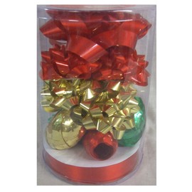 28 Piece Ribbon and Bow Wrapping Set Red, Green, and Gold Colors