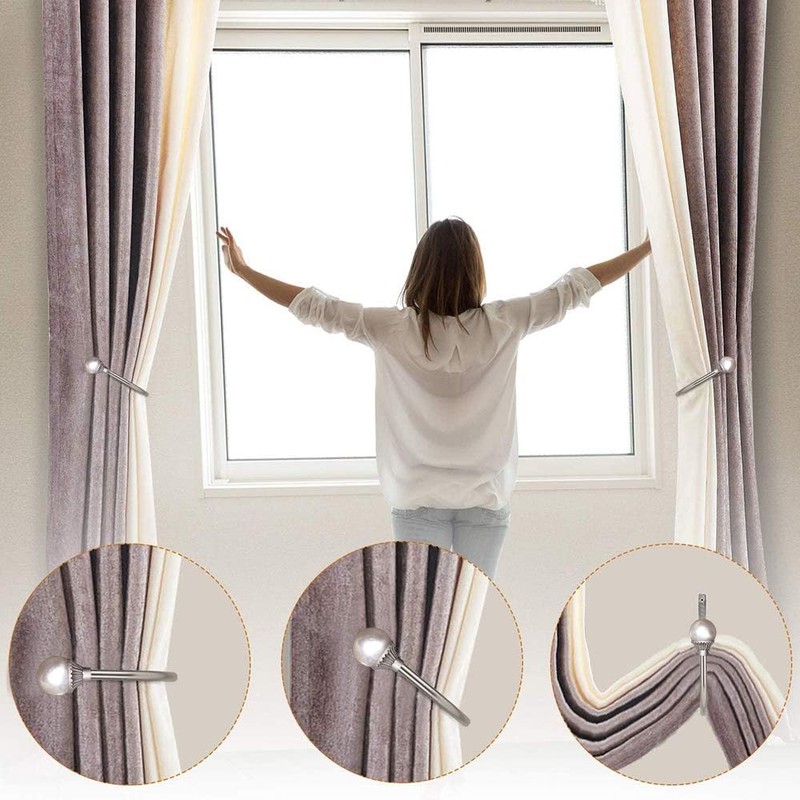 Coolnice 4 Pack Curtain Holdbacks Wall Mounted Curtain Tiebacks Hooks
