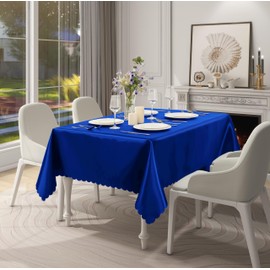 Counfeisly 1 Pack Rectangle Satin Tablecloth 60 x 102 Inches Table Cover, Bright Overlay Table Cloth Silky Smooth Fabric Tablecloth Table Decor for Wedding Banquet Table Decoration, Royal Blue