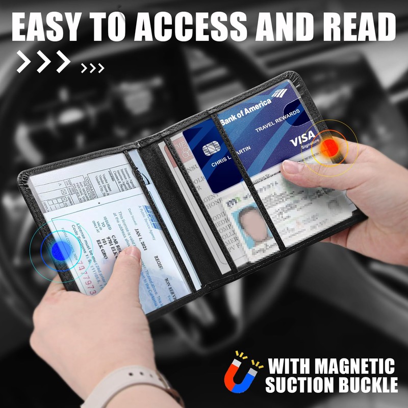 Leather Car Registration and Insurance Cards Holder Compatible with Chevy