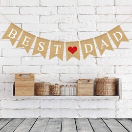 Best Dad Banner Father's Day Decor Burlap Banner Happy Fathers Day Birthday Party Supplies Hanging Decorations Daddy's Day Gift