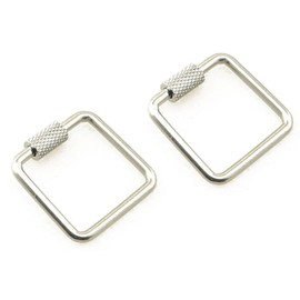 JCBIZ 2pcs 20mm Stainless Steel Screw Locking Keychain Carabiner Clasp Oval Square Screw Buckle Square Connecting Buckle Metal Keychain Clip Hook Quick Link for Jewelry Making Handbag DIY Accessory