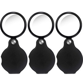 HESTYA 8 Pack 10X Mini Magnifying Glass Folding Pocket Magnifier Glass Loupe with Black Rotating Protective Holster for Reading Newspaper, Book, Magazine, Hobby, Jewelry