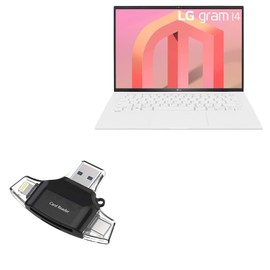 BoxWave Smart Gadget Compatible with LG Ultra Lightweight Laptop 14Z90Q (14 in) - AllReader SD Card Reader, microSD Card Reader SD Compact USB - Jet Black