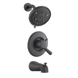 Ultrimkit 9-Setting Rain Shower Faucet Compatible with 17& 1700 Series Tub Trim Kit, High Pressure 5.5" Round Rain Shower Head& Handle Set, Matte Black (Valve& Catridge Not Inclued)