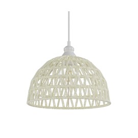 Wicker Rattan Pendant Adjustable Hanging Light, Farmhouse Boho Modern, Cream White, 12", ETL Listed, 1-Light, Handwoven Shade matching Cord and Canopy, For Foyer Dining Room Kitchen Island Bedroom