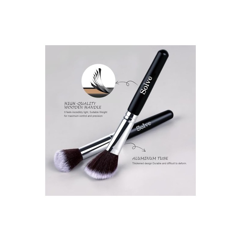 Solve Juego Brochas Maquillaje Piezas Pinceles Profesionales Mango Madera Base