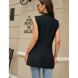 Kedera Women Sleeveless Blazer Vest 2025 Professional Work Office Full Lined Tops Jacket Black