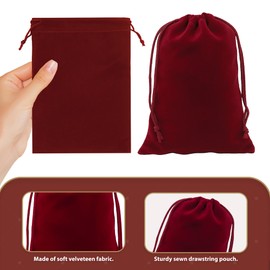 Mandala Crafts 5x7 Maroon Velvet Drawstring Bags - 50 Small Velvet Drawstring Pouches Bulk for Party and Wedding Favor, Gift Wrapping, Packaging, and Jewelry Gift Bags