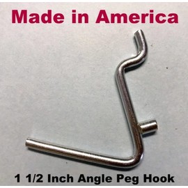 Trion Brand (20 Pack) Angle 1 1/2" Metal Peg Garage Hanger Hooks. 1/8 to 1/4 Inch Pegboard