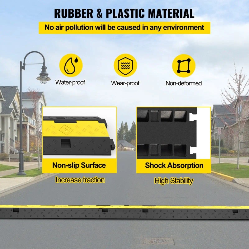 2 Channel Cable Protector Ramp 5-Packs Modular Rubber Speed Bump