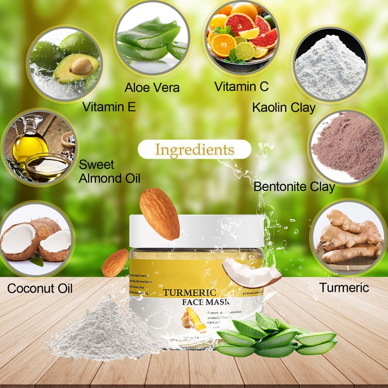 120g Turmeric Facial Mud Mask Improve Dullness Cleansing Moisturizing Mask