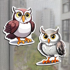 Screen Door Magnets Decal 2 Pairs (4pcs) Cute Owl Pattern Decorative Flexible Double Sided Magnetic Stickers Patches for Window Screen Sliding Screen Doors Protector, Helps to Keep Pet & People Safe