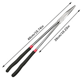 16 Inch Extra Long Needle-Nose Pliers, Professional Pliers Tool Set Made of Steel with Straight Nose, 40 cm Long Mounting Pliers for Handmade Repairs / DIY / Lathes and Rotating Industrial Hardware