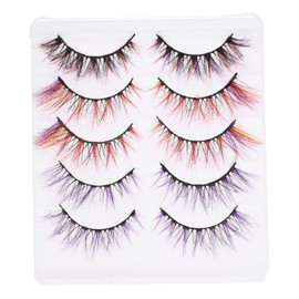 BIUDECO 5pairs Festival Colored Lashes -section Faux Eyelashes for Women Girls Easy to Apply Comfortable Wear Eye Charm Flair