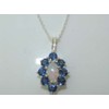 Ladies Solid 925 Sterling Silver Natural Opal & Blue Sapphire