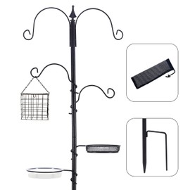 ERYTLLY Bird Feeding Station Kit Bird Feeder Poles,Premium Multi Feeder Hanging Kit with Suet Cage and Bird Bath Bird Food Finch Sock for Attracting Wild Birds and Plants,Baskets,Lanterns,Wind Chimes