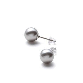 Luxury Domestic Pearl Earrings, Grand Premium, Choice of Colors, Pearls, 0.24, 0.3, 0.4, 0.4, 0.4 inches (6, 8, 10 mm), Silver, Brand 3 Year Warranty