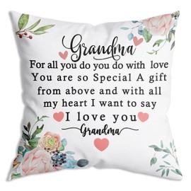 ZNGFON Grandma for All You do You do with Love You are so Special A Gift from Above and with All My Heart Soft Throw Pillow Covers 18x18 Inch Birthday for Grandma, Nana，Mimi，Grandmother