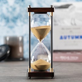 Large Hourglass Timer 60 Minute, Decorative Wooden Sand Timer with Golden Sand, 1 Hour Sand Clock