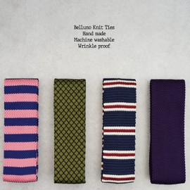 BELLUNO Skinny Knit NeckTies for Men, 4-PAK 2.2" Flat-end Smart Sock Ties, 4-pak-5, Slim