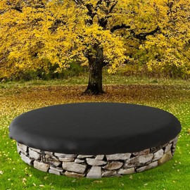 TUSAUW Firepit Covers Round for Outdoor Built in Fire Pit Waterproof Heavy Duty 600D Oxford Fabric Round Built in Stone Fire Pit Cover for Outdoor Built in Fire Pit Snow, Rain, Wind Proof(47 * 8inch)