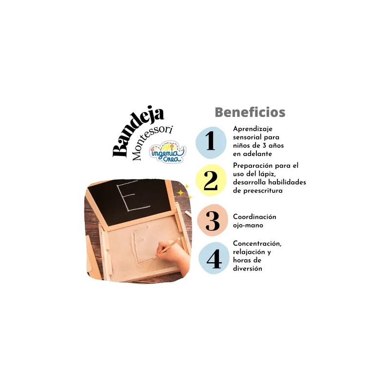 Bandeja Didáctica Montessori Ingeniacrea+pizarron Doble Cara