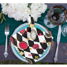 ZzWwR 6 Pcs Luxuriant Table Cloth Napkins Set, Alice in Wonderland Seamless Pattern with Chess Board Soft Dinner Napkins Decor for Family, House, Festival,Restaurant, Weddings, Parties(20 x 20 Inch)