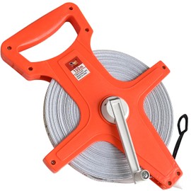 Socpuro Land Surveying Tape Measure, 12.8 ft (30 & 50 & 100 m), Manual / Meter, Double-Sided Scale, 0.5 inch (12 mm) Width, Fiberglass Ruler, Non-Breakable, Wash Tape, Distance Measurement, Measuring