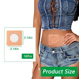 16Pcs Hypoallergenic Castor Oil Pack Wrap Belly Button Castor Oil Wrap Patches Pad No Wash,Anti Oil Leakage (Oil Not Included) Skin Color
