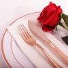 WDF 300 Pieces Rose Gold Plastic Silverware- Disposable Flatware Set