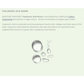 MOISTURE PARADISE™ Pure Hyaluronic Acid Serum (HA) for Face Body Skin - Hydrate, Plump, Rejuvenate - Sodium Hyaluronate - Nature's Moisturizer - Vegan, Natural, Organic, Non-Oily - 1oz