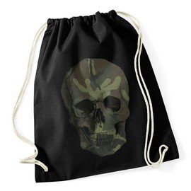Stringbag Skull Camouflage Camo Skull Camouflage Skull Hipster Pouch Tote Bag Drawstring Gym Bag schwarz-woodland Size:One size