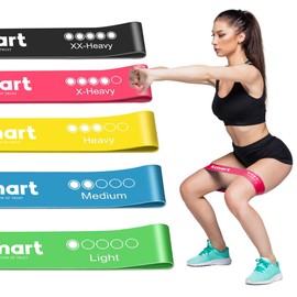 K-MART Resistance Bands Set of 5 - Exercise Band with 5 Different Resistance Levels, Ideal Resistance Band for Home Gym Workouts, Yoga, and Pilates, Includes Storage Bag (Multicolour)