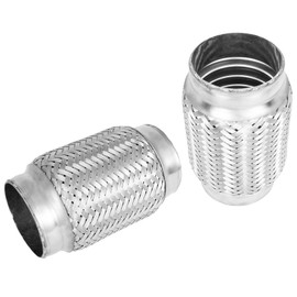 PTEROSAUR Flex Pipe Exhaust Repair Kit,Stainless Steel Exhaust Flex Pipe,Exhaust Mid Pipe Heavy Duty Double Braid Exhaust Flex Tubing, 2 Pack (2.75" 70mm)
