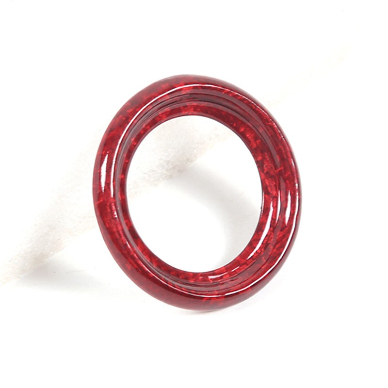 carpart2021 Red Carbon Fiber Push To Start Button Cover Trim