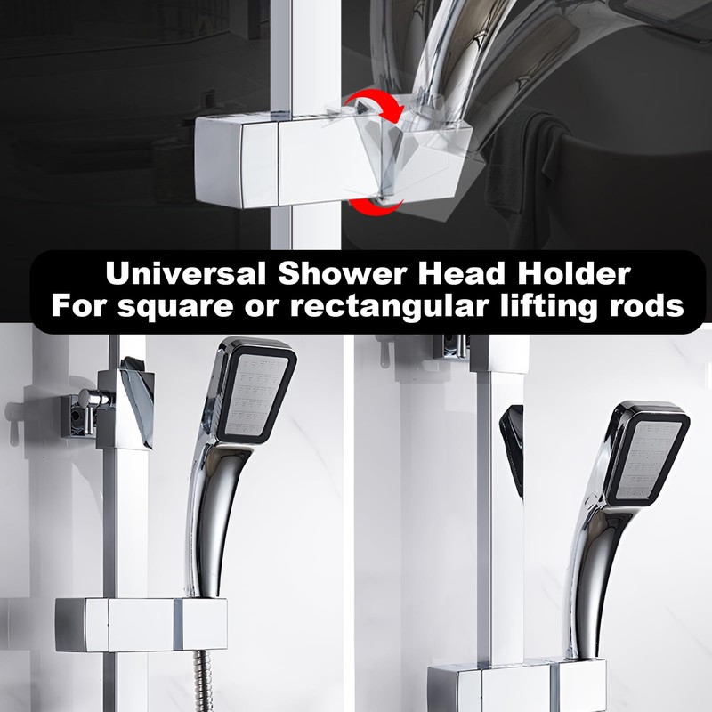 Adjustable Shower Bracket, 360° Rotation Shower Head Holder No Drilling
