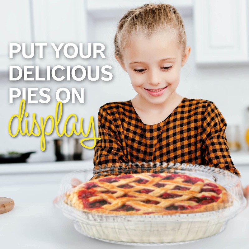 Supellectilem 9" Plastic Disposable Pie Containers with Hinged Locking Lids