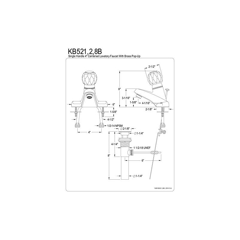 Kingston Brass KB522B Americana 4-Inch Centerset Single Acrylic Handle Lavatory