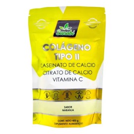 Colágeno Tipo 2 Sanabi con Caseinato y Citrato de Calcio, Vitamina C, en Polvo Sabor Naranja 400 g