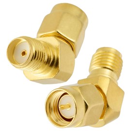 Vecys Pack of 2 SMA Male to SMA Female 135° Antenna Adapter 50 Ohm SMA Male to Female High Frequency RF Coaxial Adapter for Antenna WiFi Wireless Device Equipment Signal Testing