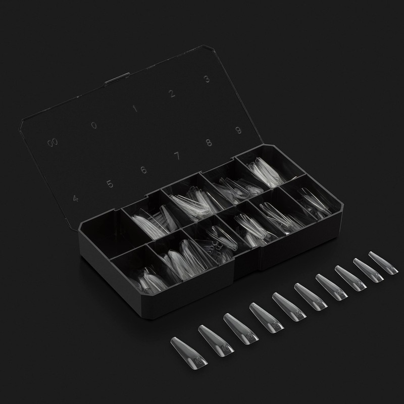 Caja de Uñas Postizas Tips Apres Esculpidas Coffin Extra Largas