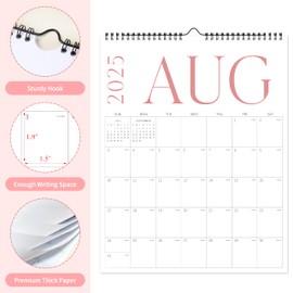 Wall Calendar 2025-2026, 17 Monthly Wall Calendar from August 2025 to December 2026, 14.5" x 11.5" Large Calendar 2025-2026 Vertical for Home&Office Planning
