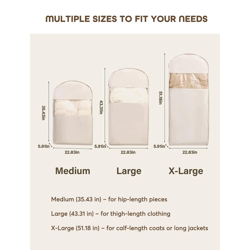 Space Saving Hanging Garment Bag with Self Compression Zipper with