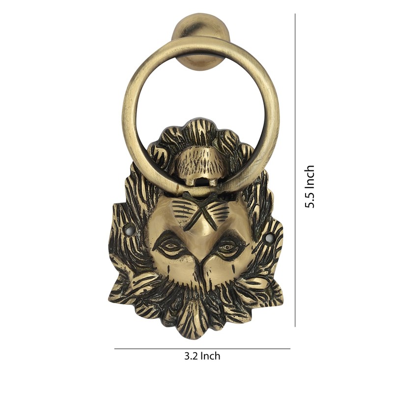 HANDTECHINDIA Brass Door Knocker Hand-Etched Carved Gate Knocker Handle Pull