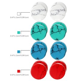 Aroncent Stainless Steel Stone Stud Earrings Fake Gauge Ear Plugs Tunnel for Men Women,4 Pairs