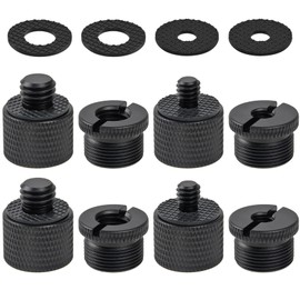 12 Pieces Mic Stand Adapter, Mic Thread Screw Adapter 5/8 Female to 3/8 Male and 3/8 Female to 5/8 Male, 5/8 Female to 1/4 Male and 1/4 Female to 5/8 Male with Rubber Pad for Microphone Stand